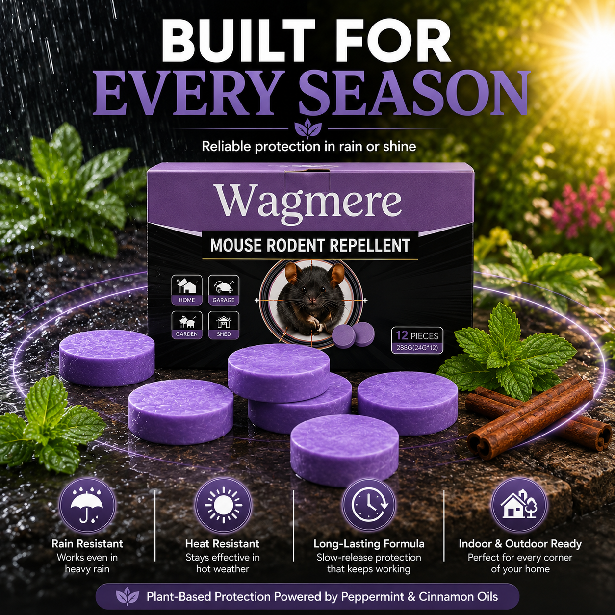 Natural Pest & Rodent Repellent Pucks Long-Lasting Plant-Based Formula 12 Pieces