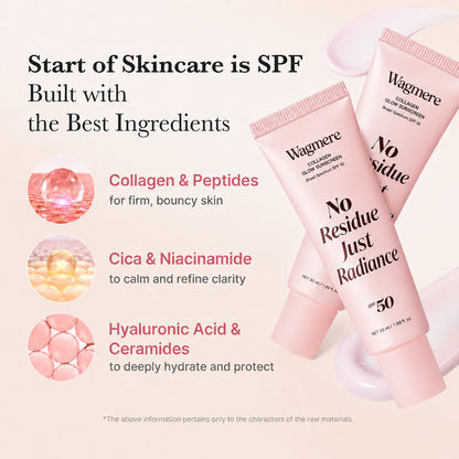 ✨Wagmere No Residue Just Radiance Collagen Sunscreen | 🔥SPF 50 Broad Spectrum Face Sunscreen💗