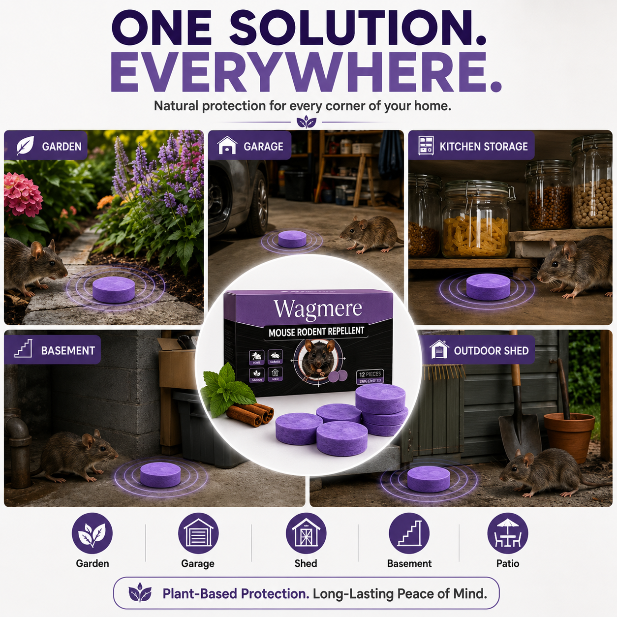 Natural Pest & Rodent Repellent Pucks Long-Lasting Plant-Based Formula 12 Pieces